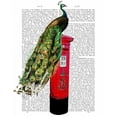 thumbnail image 2 of Fab Funky 26x32 Black Ornate Wood Framed with Double Matting Museum Art Print Titled - Peacock on Postbox, 2 of 4