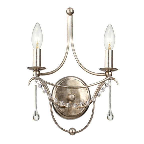 422-SA Crystorama Lighting Metro - Two Light Wall Sconce-Antique Silver Finish