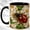 Black, variant on Floral Ladybug Coffee Mug, Nature Insect Mug, Ceramic 11 oz