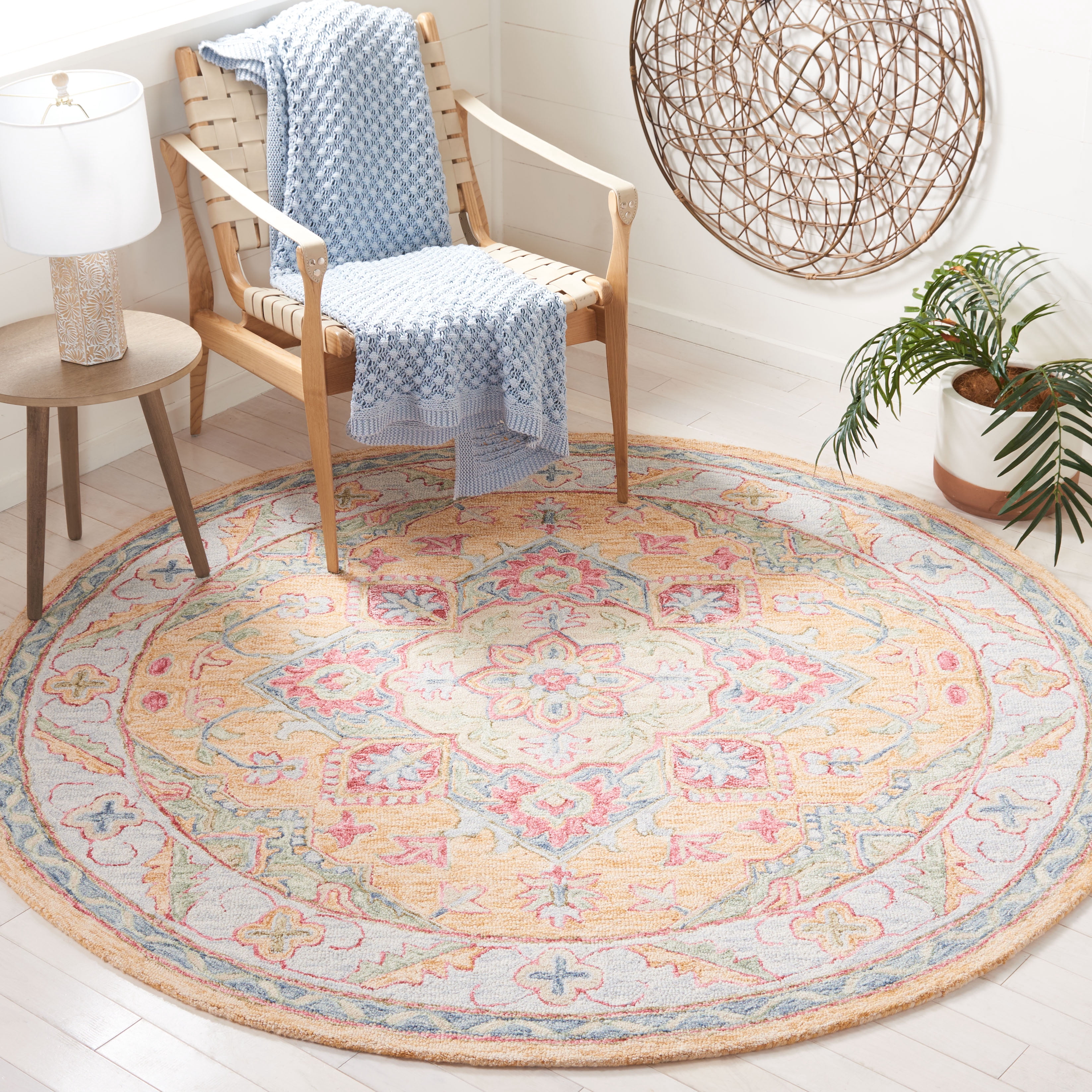 SAFAVIEH Metro David Medallion Area Rug, Yellow/Rust, 6' x 6' Round