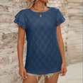 thumbnail image 6 of iHengLiXing Plus Size Spring Tops for Women 2025 Dressy Casual Women's Fashion Summer Solid Color Round-Neck Short Sleeve Blouses Blue XXL, 6 of 6