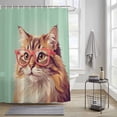thumbnail image 3 of Sunglasses Cat Shower Curtain, Retro Funny Cat Green Background Waterproof Shower Curtain Set with 12 Hooks Lightweight Bath Curtains Fabric Bathroom Decor 72x84 Inches, 3 of 9