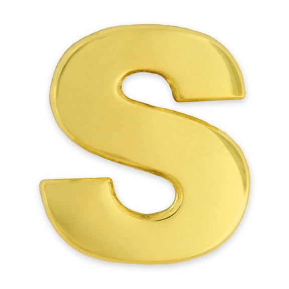 PinMart's Gold Plated Alphabet Letter S Lapel Pin