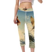 Women's Printed High Waist Capris Gym Leggings - Suitable for Running, Fitness, Yoga - Not See-Through Compression Leggings for Women