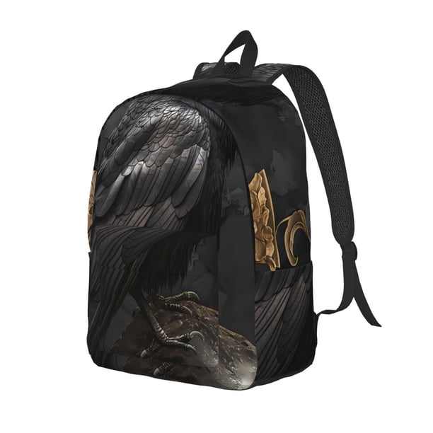 Disketp Gothic Raven Portrait Mochila de Lona Estampada, Mochila Escolar de Viaje Ligera para Estudiantes y Portátil-Small