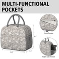 thumbnail image 6 of Lunch Bag Lunch Box for Women Reusable Insulated Lunch Cooler Bags,Large Capacity for Work Travel Picnic,Water-Resistant Grey Embroidery Lunch Tote Bag Gifts for Woman Mom Grey, 6 of 6