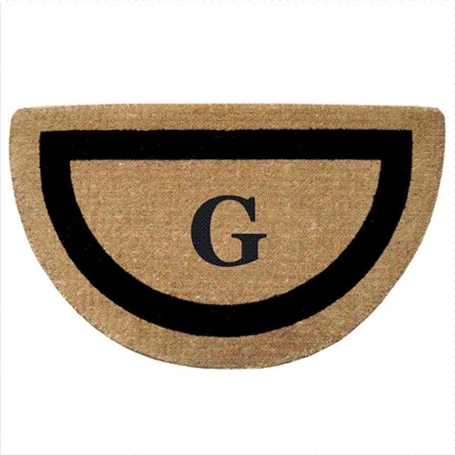 Nedia Home 02053G Monophoto - Cadre Noir 22 x 36 Po Demi-Rond Paillasson de Coco Robuste - Monogrammé G