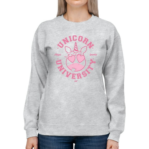 Unicorn University - Heart-Eyed Emoji Design Women's Sweatshirt