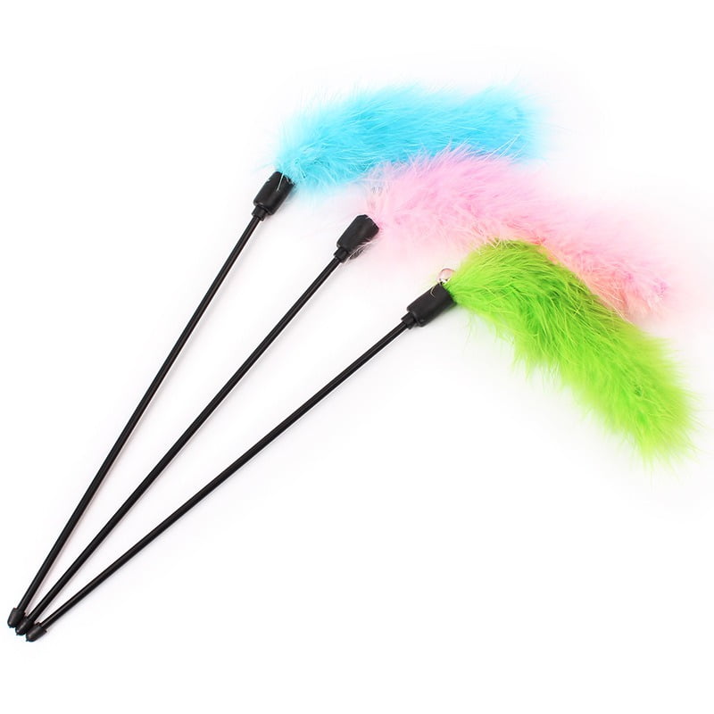 Cat Kitten Pet Teasers Turkey Feather Interactive Stick Toys Wire Chaser WandS! 