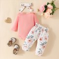 thumbnail image 3 of Baby Girl Clothes Newborn Infant Outfits Solid Ruffle Romper+ Floral Pants + Cute Headband Sets For Kaprioy Baby Girl Clothes, 3 of 7