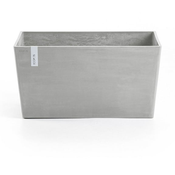 Ecopots Paris Durable Modern Rectangular Indoor/Outdoor Recycled Based Composite Flower Planter, White Grey, 23.5"