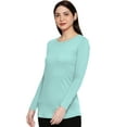 thumbnail image 3 of eloria Women's T-Shirt Round Neck Solid Color Plain Full Sleeve T-Shirt Color: Sky Blue | Size: M, 3 of 7
