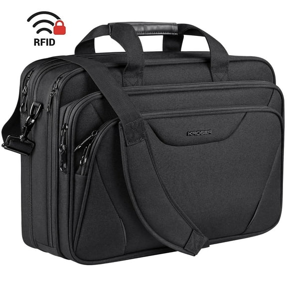 KROSER Large 17.3" Laptop Messenger Carrying Bag, Black