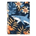 thumbnail image 2 of Flowers and Sharks Ring Binder Notebook Journey Note Diary College Ruled Spiral Notebook Study Loose Leaf Paper A5 60 Pages, 2 of 8