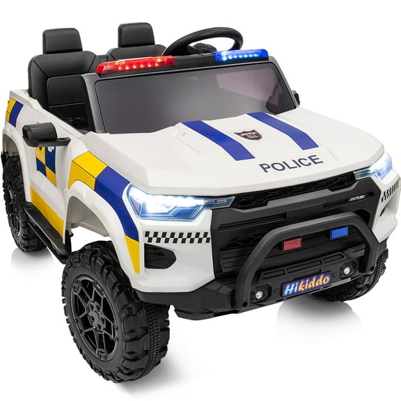 Hikiddo 12V Ride on Toy Truck, 2 Seater Kids Electric Cars for Girl Boy with Remote, Megaphone - White