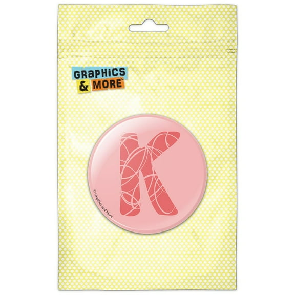 Fun Bubbly Letter K Pink Alphabet Refrigerator Button Magnet