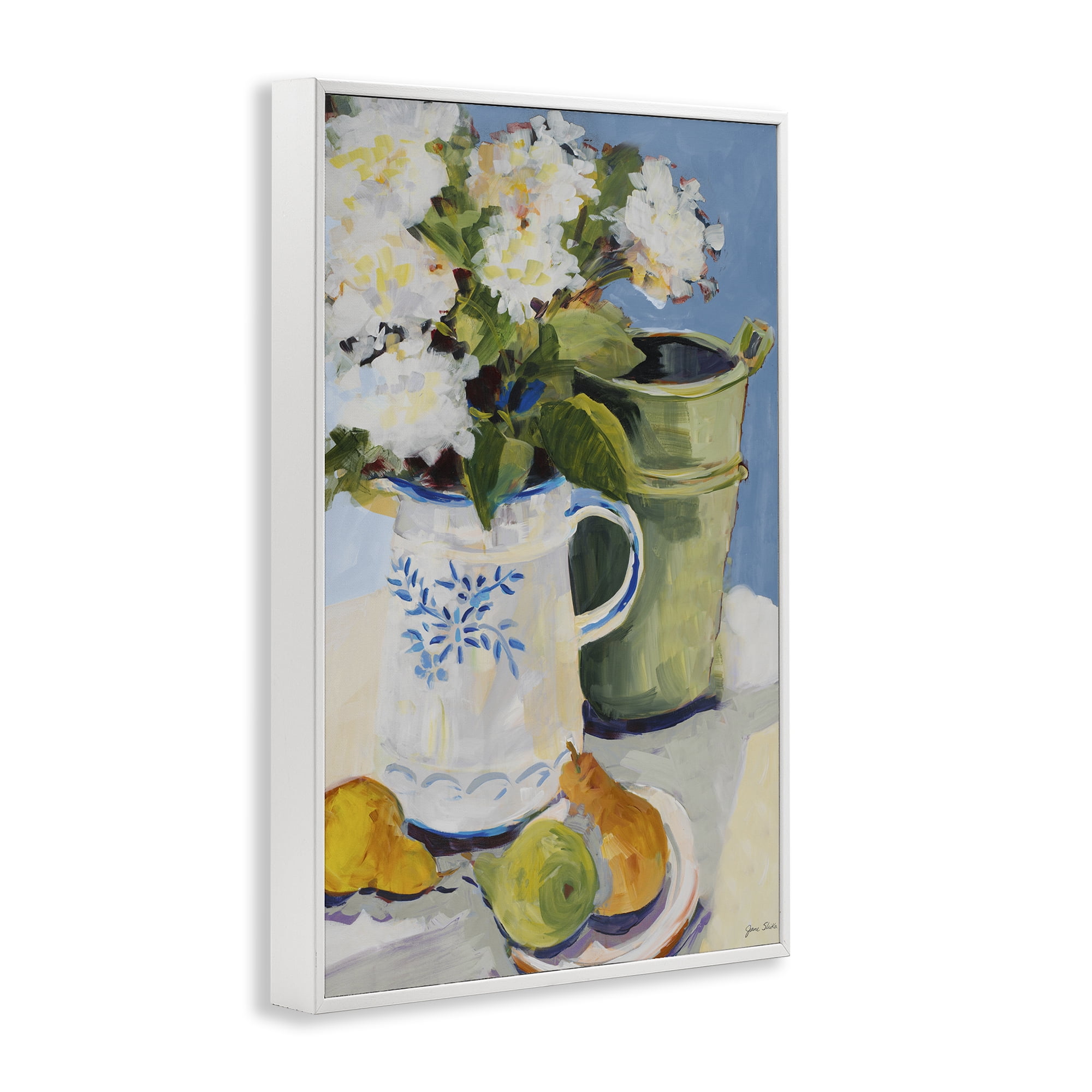 Stupell Industries Pitcher of Flowers Still Life White Framed Giclee Art, design by Jane Slivka