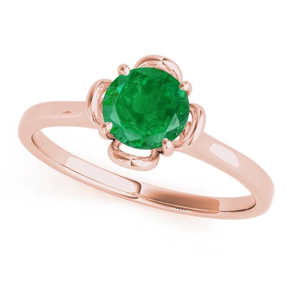 0.45 Ct.Flower Shaped Emerald Ring-Wedding/Engagement Band-10K Gold
