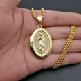thumbnail image 2 of Virgin Mary Prayer Pendant Necklaces Golden Color 14K Yellow Gold  Women/Men Jewelry, 2 of 7