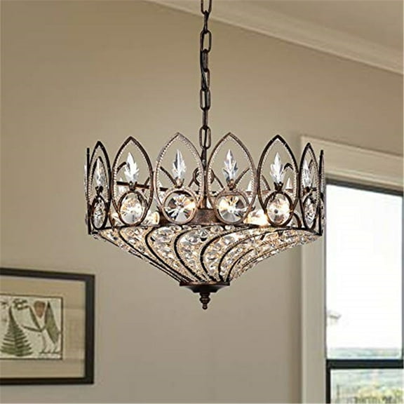 Warehouse of Tiffany Fridrick Rustic Bronze 3-Light Pendant with Crystal Shade
