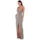thumbnail image 2 of Sexy Rose Gold Deep V-neck Whit Split Sequins Party Maxi Dress, 2 of 5