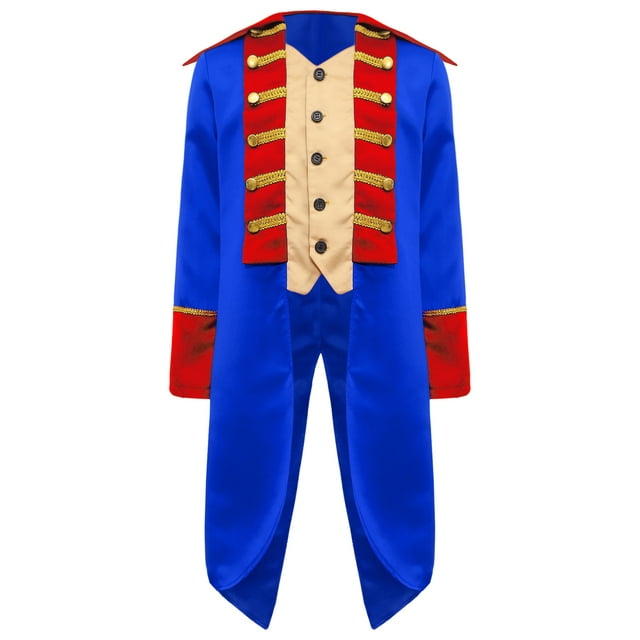 Miaeowve Queue-de-Pie Steampunk Renaissance pour Garçons Enfants Pirate Médiéval Vintage Veste Victorienne Bleu Royal 14