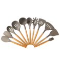 thumbnail image 3 of Set de 11 ustensiles de cuisine en silicone avec poignée en bois et ustensiles de cuisine antiadhésifs spatule en silicone gris, 3 of 5