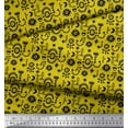 thumbnail image 2 of Soimoi Yellow Heavy Satin Fabric Leaves & Floral Folk Art Decor Fabric Printed Yard 54 Inch Wide, 2 of 3