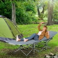 thumbnail image 2 of Outsunny Folding Camping Cot for Adults with Mattress Pillow Dark Grey, 2 of 10