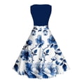 thumbnail image 7 of Gamivast Cocktail Dress for Women Sleeveless Midi Dress Round Neck A Line Dress Blue Floral Print Elegant Classy Party Evening Wedding Guest, 7 of 7