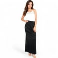 thumbnail image 2 of Women's Satin Maxi Skirt With High Waist And Flowing A-Line Design- Black,Large, 2 of 7