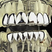 مجموعة جريلز أسنان ذات قطع أعمق ، فضية اللون ، أعلى 6 وأسفل ، ستة مشاوي مسبقة الصنع
