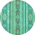 thumbnail image 1 of Ahgly Company Indoor Round Abstract Turquoise Blue Modern Area Rugs, 5' Round, 1 of 4