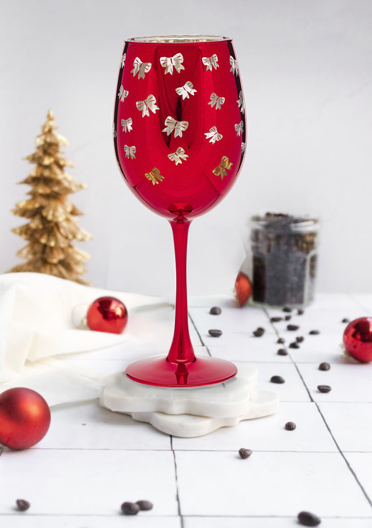 Bow Wine Glass 15.5 OZ Holiday Time