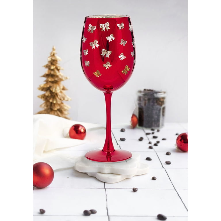 Bow Wine Glass 15.5 OZ Holiday Time - Walmart.com