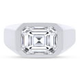 thumbnail image 2 of 3 1/4 Carat 10x8MM Emerald Cut Lab Created Moissanite Diamond Signet Wedding Band Ring For Men In 14K White Gold Over Sterling Silver (G-H Color,VVS1 Clarity,3.25 Ctw)-7.5, 2 of 7