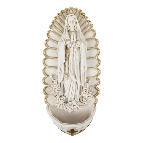 Ceramic Holy Water Font Guadalupe Wall Hanging Decor Holy Water Font for Entrance