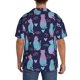 thumbnail image 3 of Balery Silhouette Cats Camisa Casual de Manga Corta con Botones para Hombre, Texturizada, Estilo Cubano, para Playa, Verano-XX-Large, 3 of 5