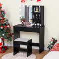 thumbnail image 2 of SIKEY Vanity Table Set with LED Lights, 2 Drawers and Shelves, Black, 2 of 7