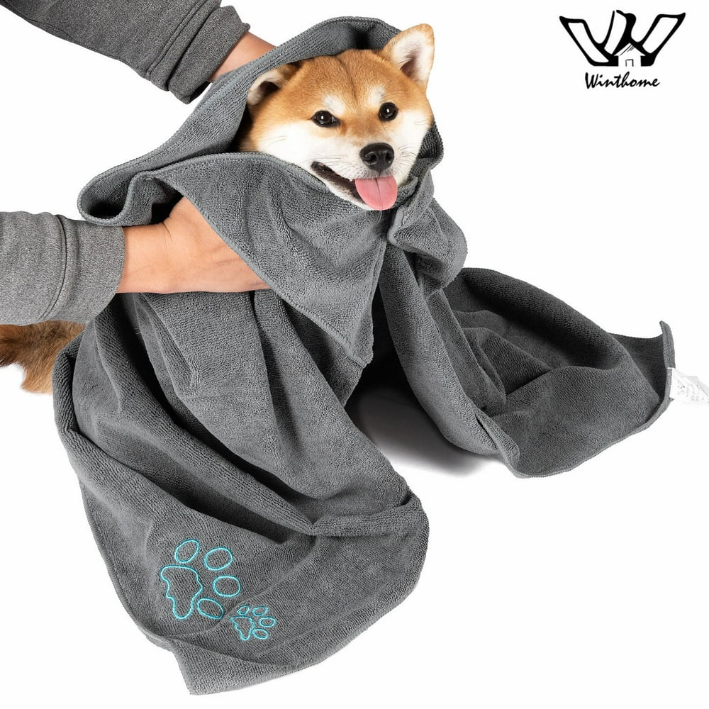 Winthome Dog Towels 30 x 50 in Pet Shop UltraAbsorbent Microfiber Pet Drying Towel for Bathing