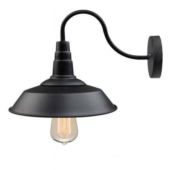 LNC Matte Black Farmhouse Wall Sconce, 1-Light Goose-Neck Fixture for Powder & Dressing Rooms