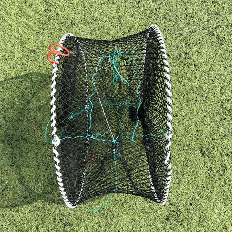 rygai Folding Round Shape Crab Crayfish Fishing Net Cage Shrimp Catcher  Bait Trap,Black 