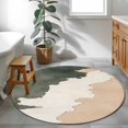 thumbnail image 3 of Abstract Watercolor Beach Waves Round Rugs for Living Room 4ft Retro Brown Sand Non Slip Circle Rug Washable Low-Profile Indoor Carpet for Bedroom, Dining Room, Bathroom, 3 of 9