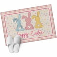 thumbnail image 2 of Rectangle Area Rug 2x3ft, Happy Easter Cute Rabbit Heart Non-Shedding Washable Area Rug, Pink Plaid Polka Dot on Burlap Non Slip Low-Profile Rugs for Living Room, Bedroom Dining Room, 2 of 9