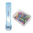 thumbnail image 1 of HICESS Agrafeuse de Trombones Distributeur de Trombones Portable Sans Perçage Pousse-Papier avec 50 Pinces Métalliques Transparentes Rechargeables Fournitures de Bureau et Scolaires, 1 of 7