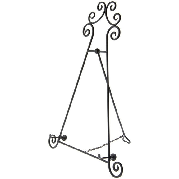 Bard's Black Wrought Iron Collapsible Easel Stand, 24" H x 16.5" W x 11" D (For 17" - 25" Items)