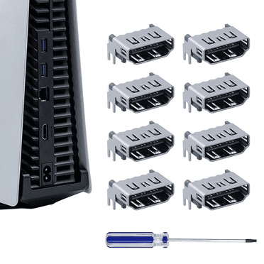 8Pcs HDMI Port Replacement for PS5 with T8 Screwdriver, HDMI Port Socket Interface Connector Replacement Part Repair Kit for PS5