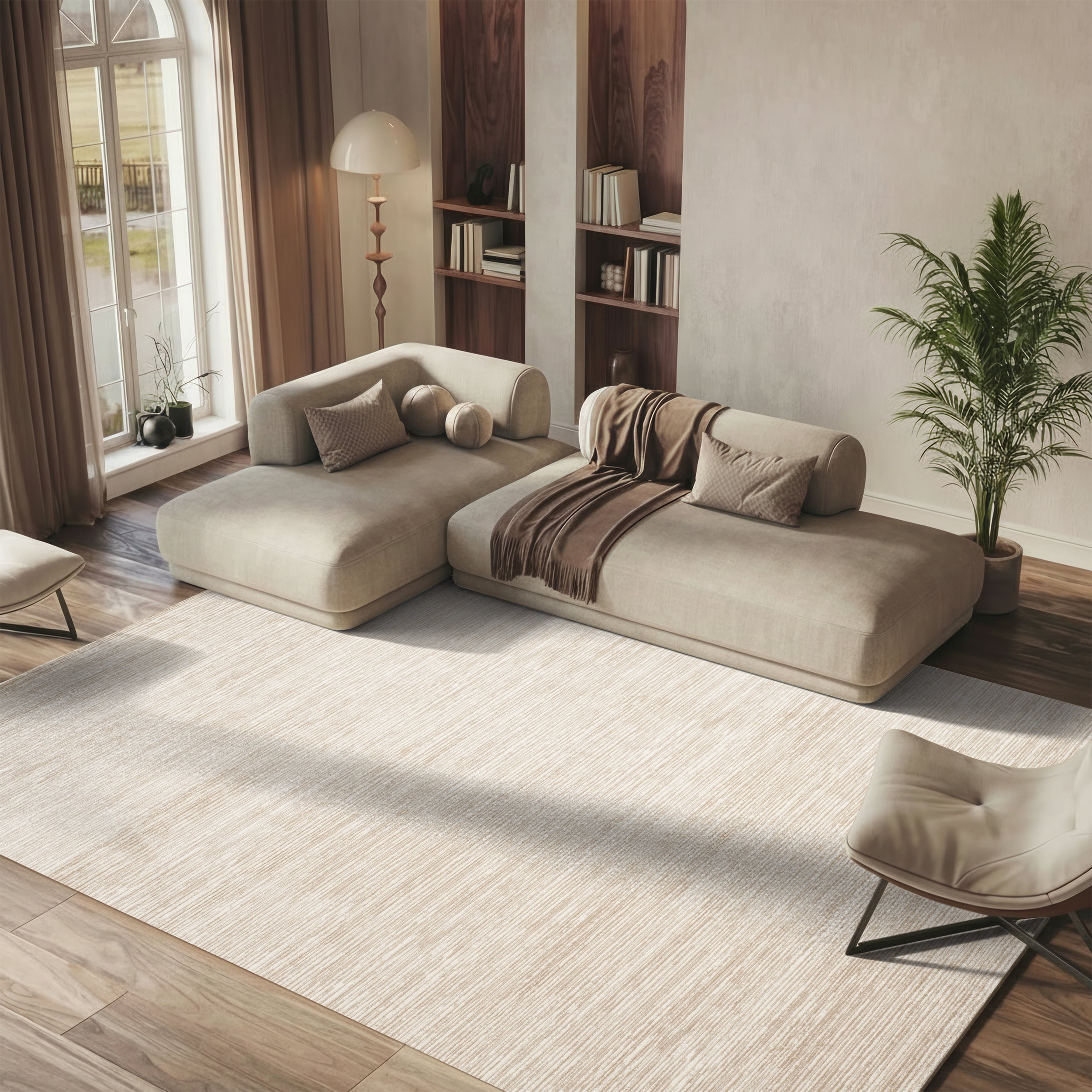 SAFAVIEH Vision Adrasteia Overdyed Solid Area Rug, Cream, 5'1" x 7'6" - Modern Design, Creme, Non-Shedding & Easy Cleaning, Ideal for Living Room, Bedroom, Dining Space