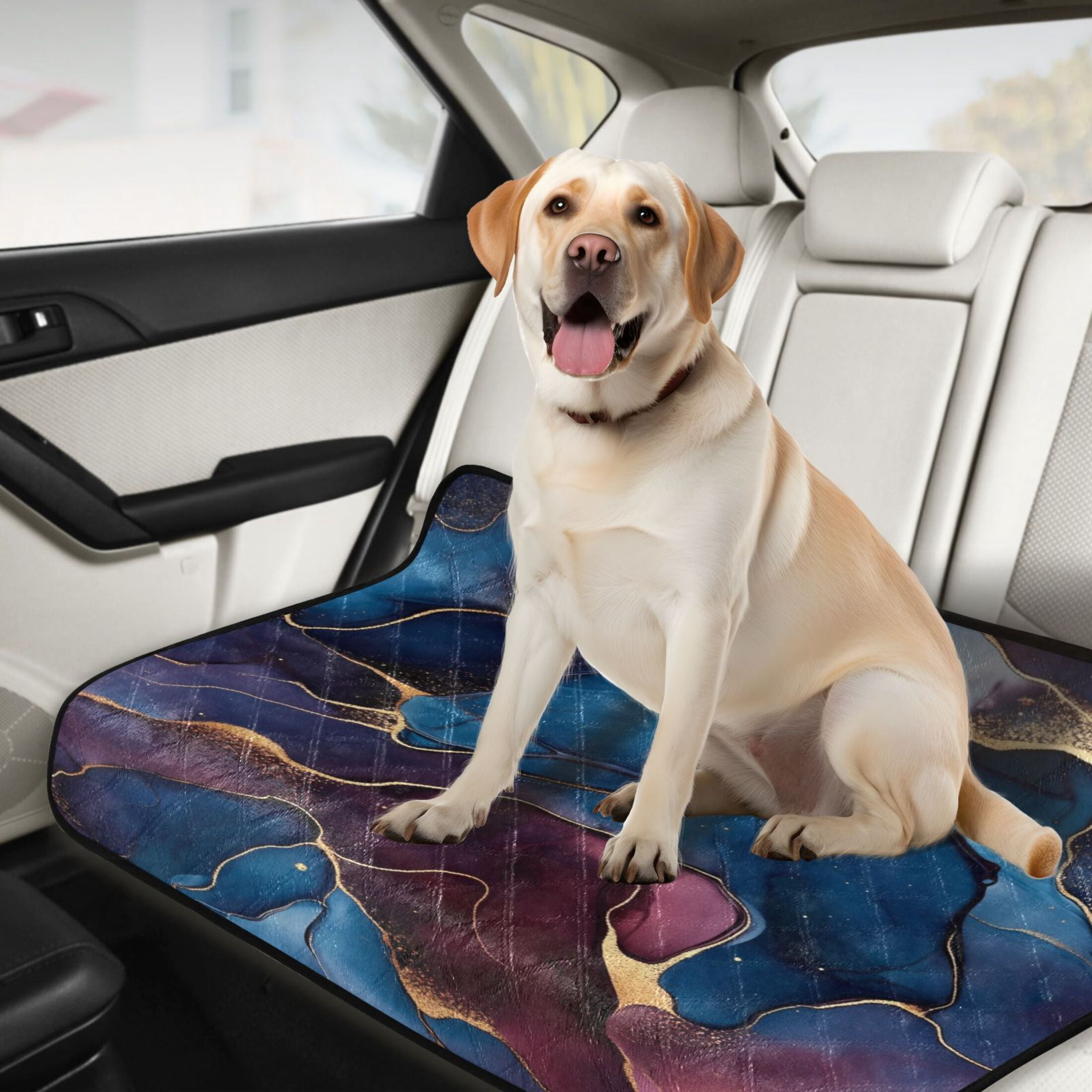 Qxltty Gilt Blue Pattern Cat litter Pads Pet Set of 3 Diaper Mats Center Anti-leakage Layer Absorbent Soft and Comfortable