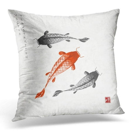 Bsdhome Red And Black Koi Carps With Ink In Traditional Japanese